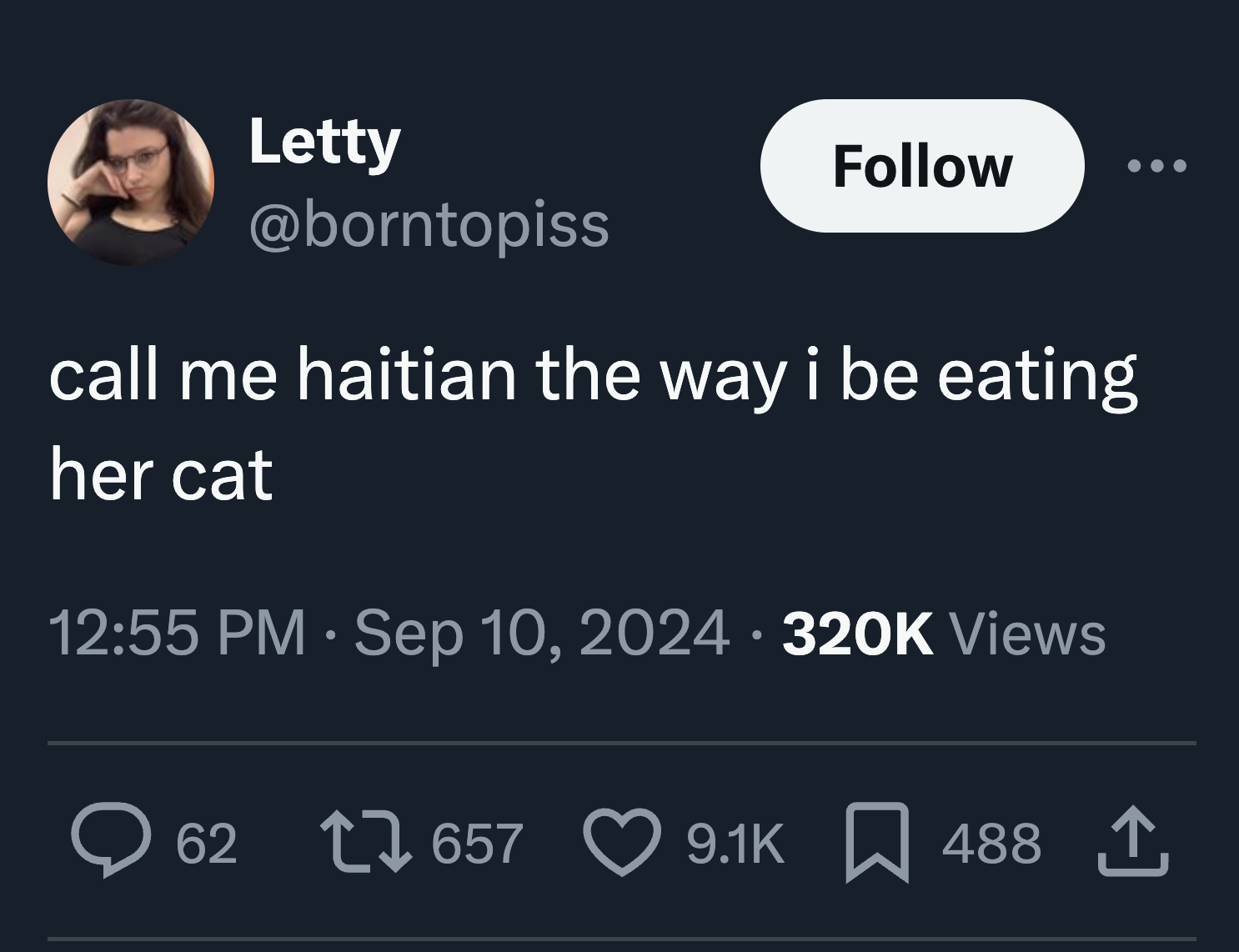 screenshot - Letty call me haitian the way i be eating her cat Views 62 657 4 488